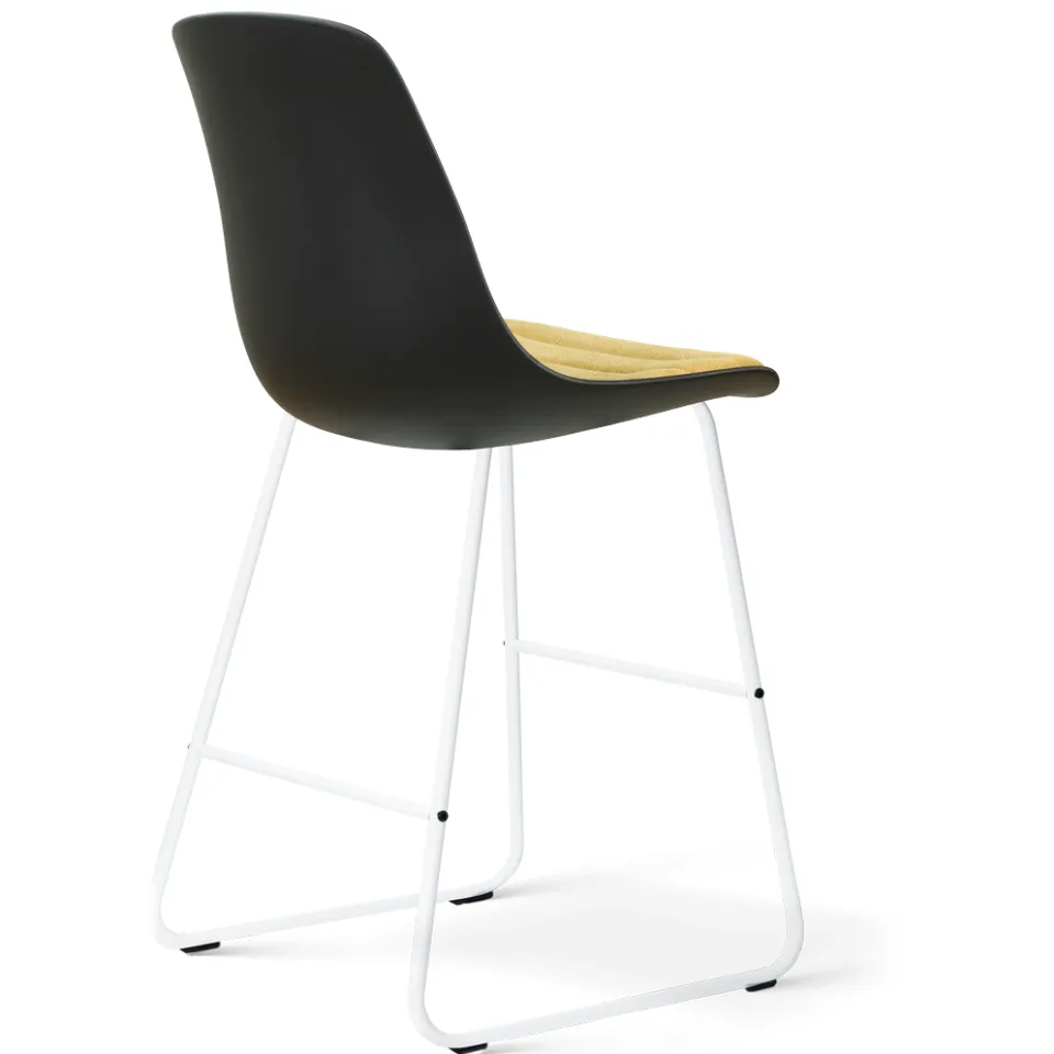 Nolon Nino-Liv barkruk zwart met warm oker zitkussen - wit onderstel - 65 cm, foto 3