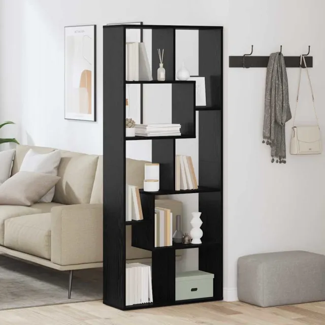 vidaXL Boekenkast 8-laags 67 x 25 x 162 cm Bewerkt hout Zwart Eiken, foto 2