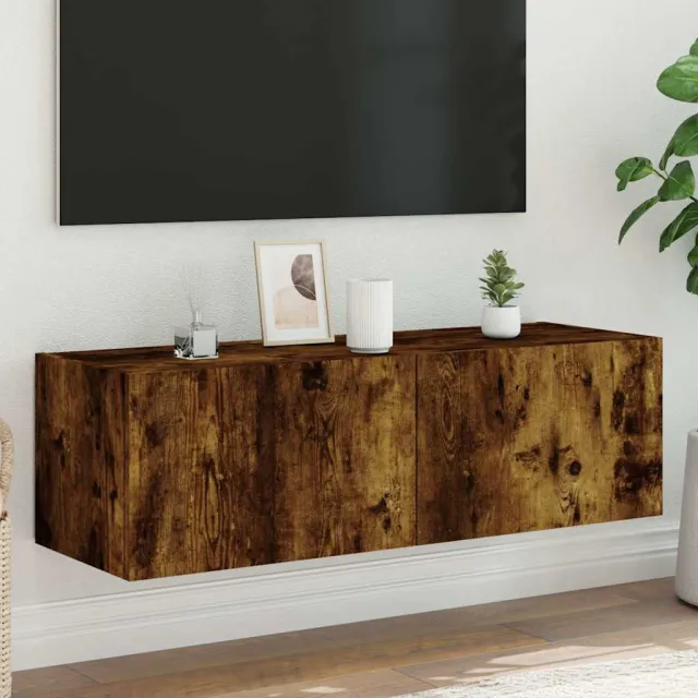 vidaXL Tv-wandmeubel met LED-verlichting 100x35x31 cm gerookt eiken Bruin