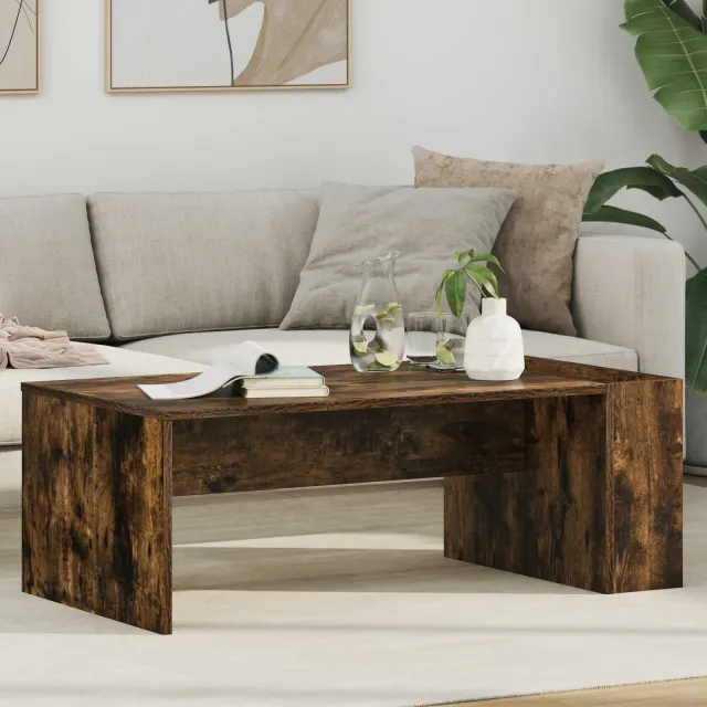 vidaXL Salontafel Gerookt eiken 95 x 50 x 34 cm Bewerkt hout, foto 2