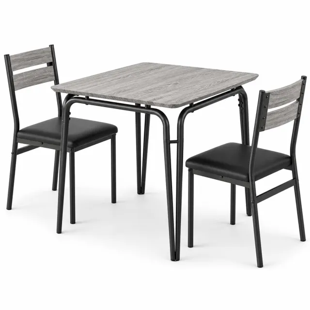 Luxevo Eetkamerset voor 2 Personen – Compacte Keukentafel met 2 Stoelen – Ruimtebesparend – Zwart Houtlook