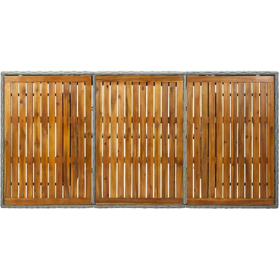 vidaXL Tuintafel poly rattan en massief acaciahout lichtgrijs grijs, foto 3