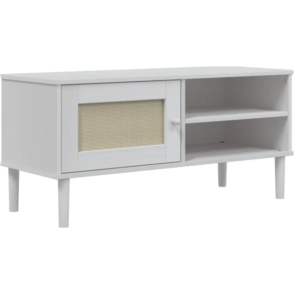vidaXL Tv-meubel SENJA 106x40x49 cm rattan massief grenenhout wit, foto 3