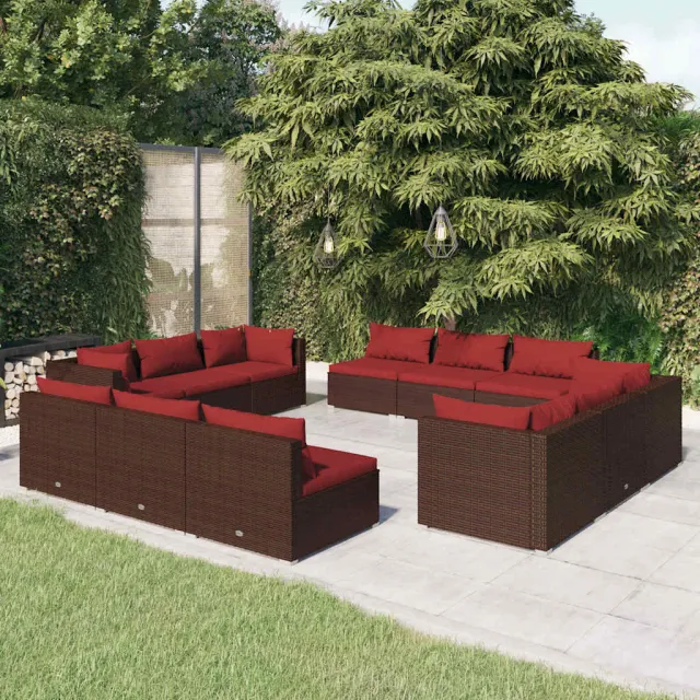 vidaXL 12-delige Loungeset met kussens poly rattan bruin, foto 2