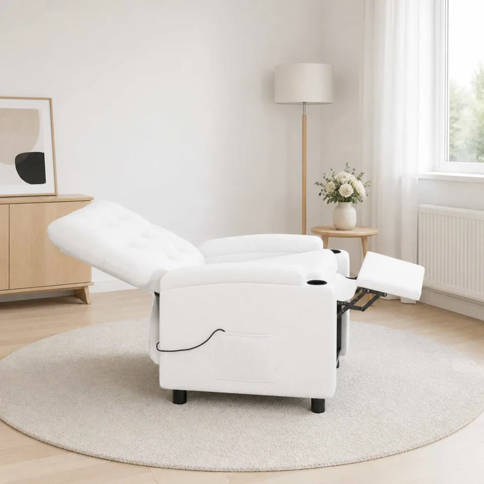 vidaXL Massage-relaxstoel Wit 75 x 95 x 101 cm Stof, foto 4