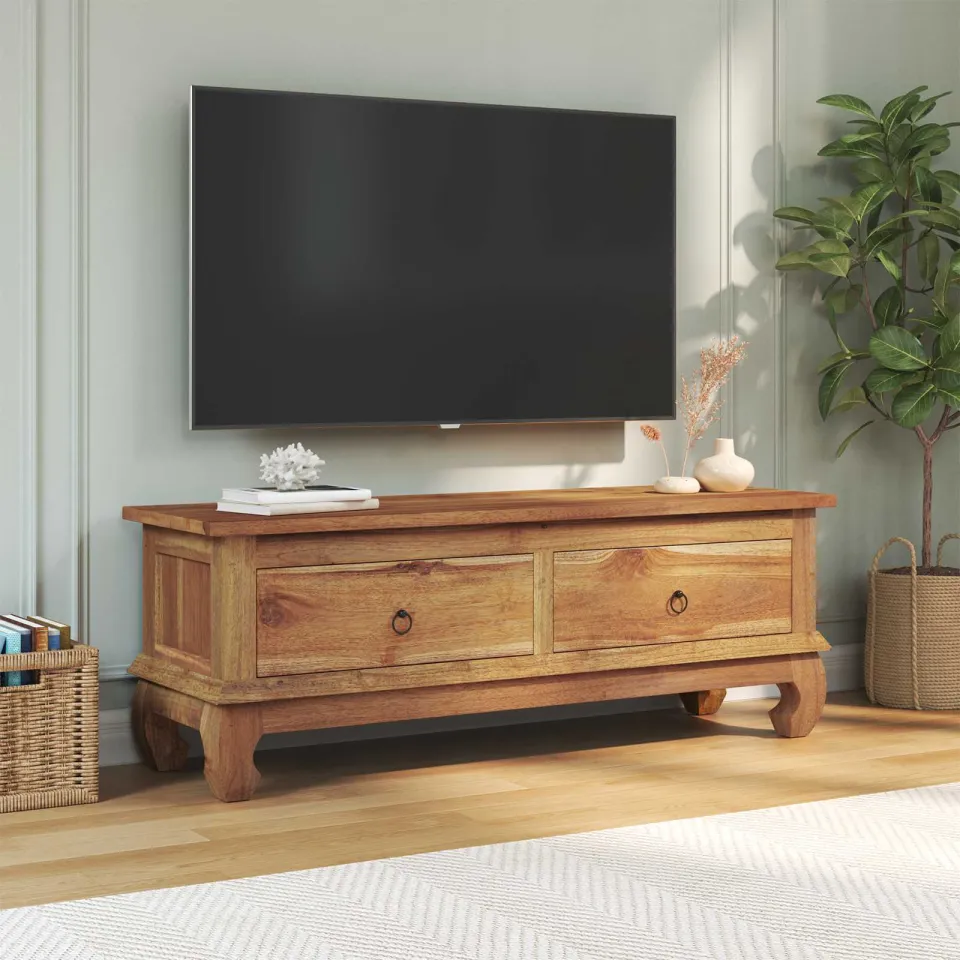 vidaXL TV-standaard 110 x 35 x 40 cm Naturel Massief Teakhout, foto 4