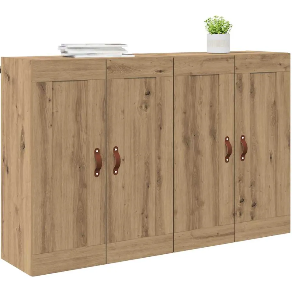 vidaXL Wandkast 2 st Artisan Eiken 69,5 x 34 x 90 cm Bewerkt hout Bruin