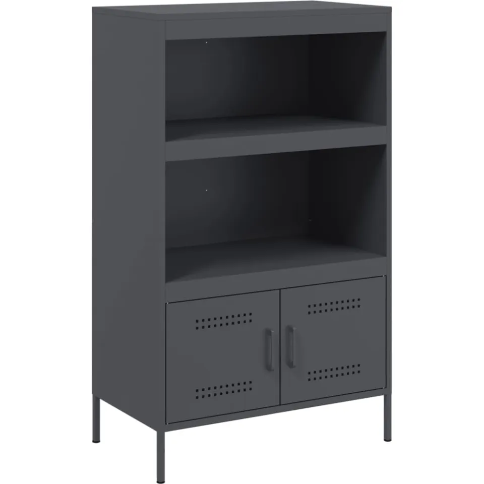 vidaXL Hoge kast 68x39x113 cm staal antracietkleurig Bruin