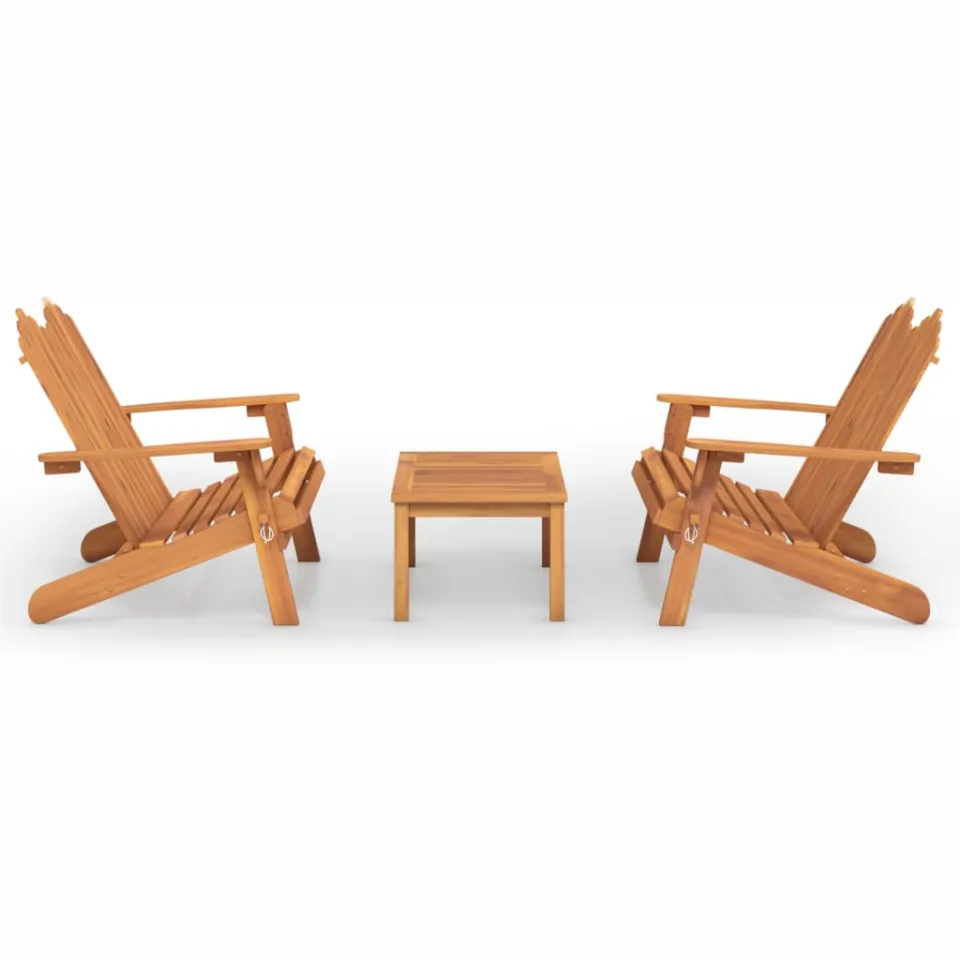 vidaXL 3-delige Loungeset Adirondack massief acaciahout Bruin