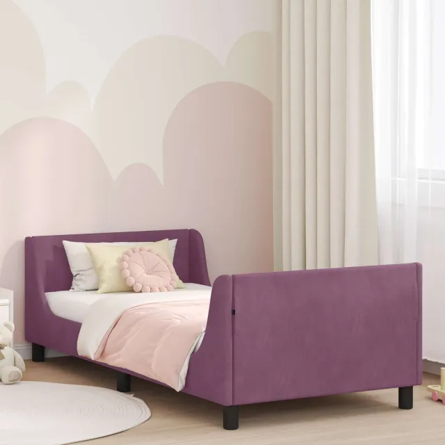 vidaXL Bedframe voor kinderen met hoofdbord Paars 90 x 200 cm Fluweel