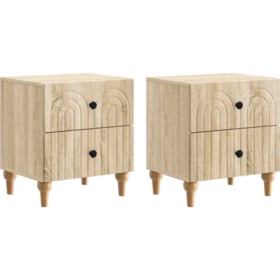 vidaXL Nachtkastje 2 st Sonoma Eiken 43 x 34,5 x 48 cm Bewerkt hout, foto 3