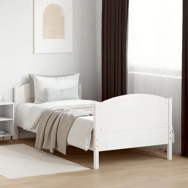 vidaXL Bedframe zonder matras massief grenenhout wit 90x190 cm