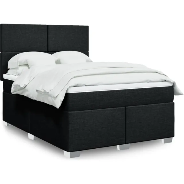 vidaXL Boxspring met matras stof zwart 140x190 cm