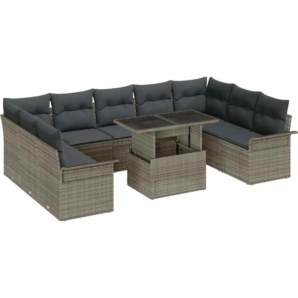 vidaXL Tuin Sofa Set 10 st Grijs Poly riet