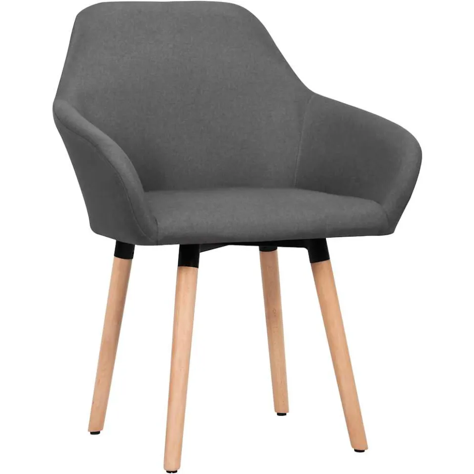 vidaXL Eetkamerstoelen 2 st stof donkergrijs grijs, foto 2