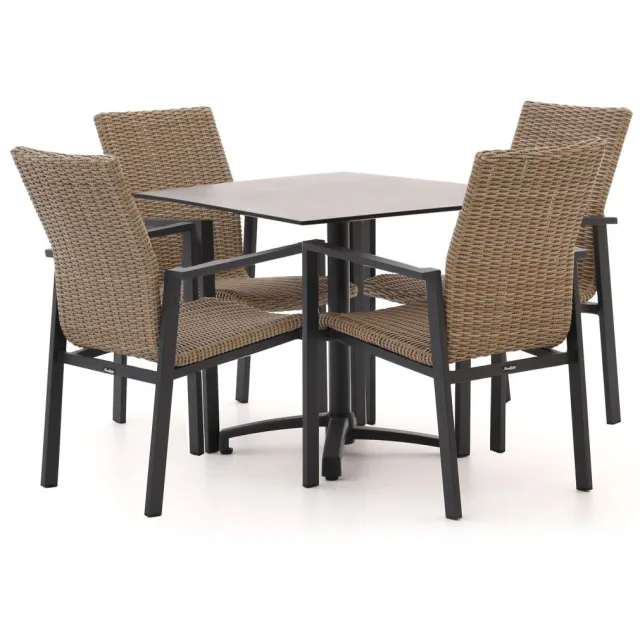 Manifesto Furniture Manifesto Villongo/Canzo 80cm dining tuinset 5-delig stapelbaar inklapbaar Taupe