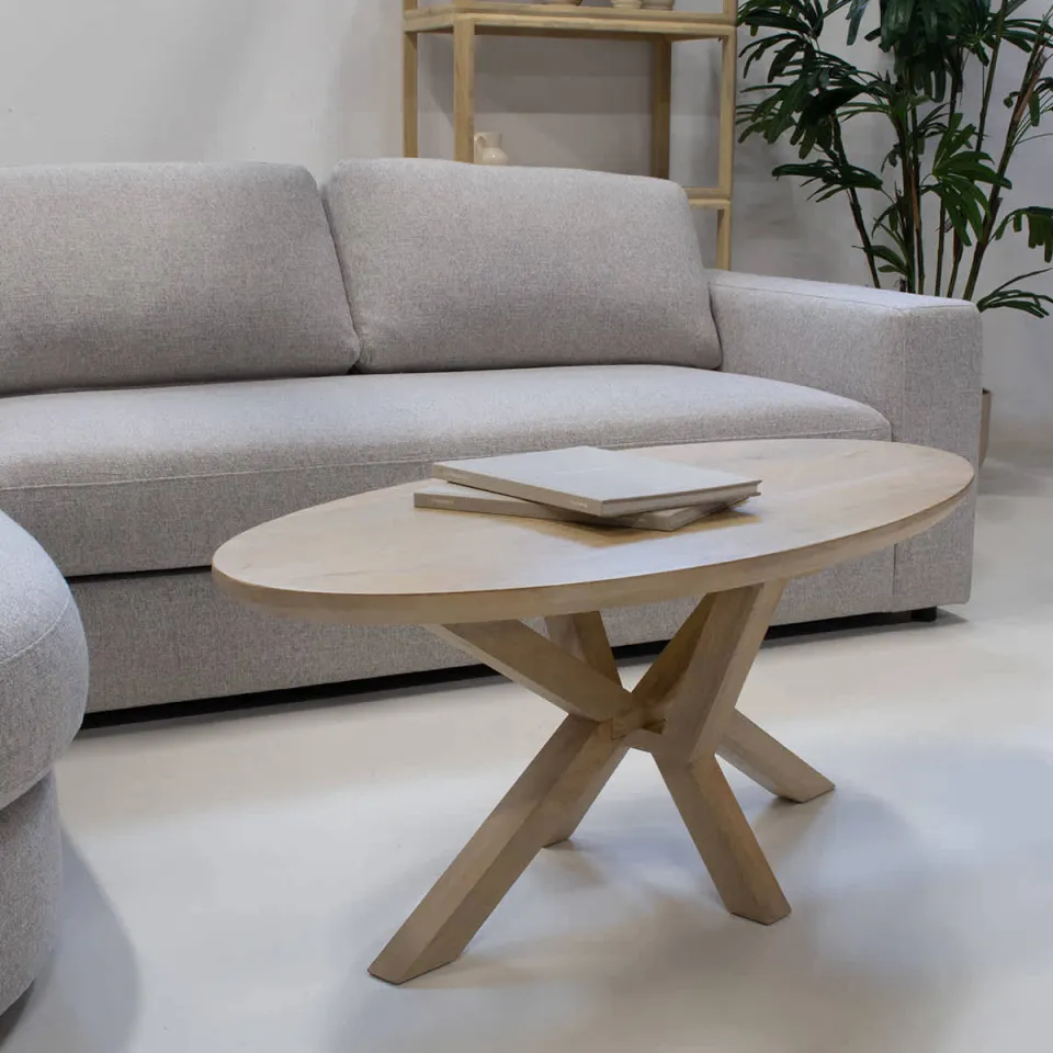 Giga Meubel Salontafel Onno Ovaal - Mangohout - Naturel - 120x60x47cm, foto 2