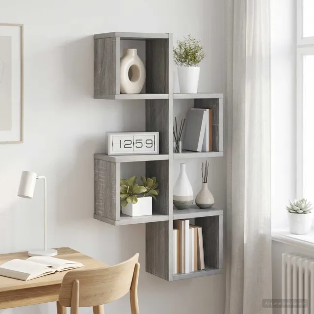 vidaXL Wandplank Grijs Sonoma 39 x 15 x 76 cm