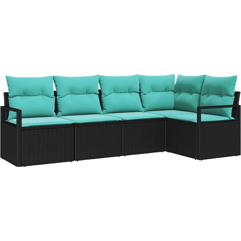 vidaXL Bankstel 5 st Zwart poly rattan