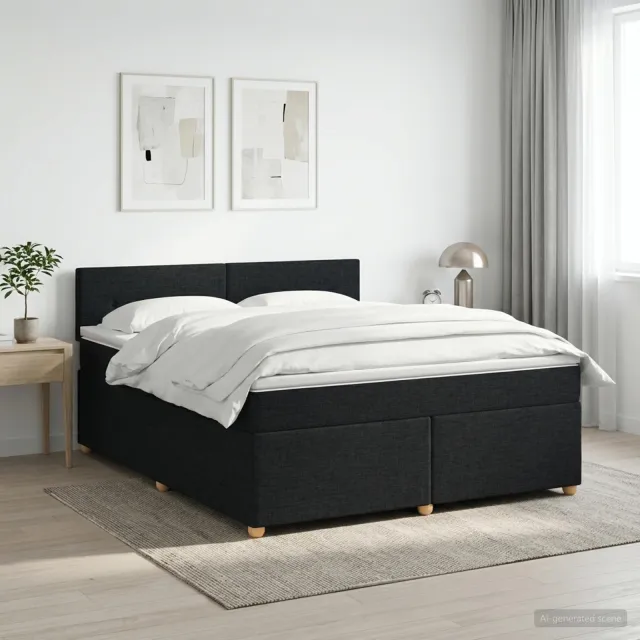 vidaXL Boxspringbed met matras met hoofdeinde Zwart 180 x 200 cm Stof