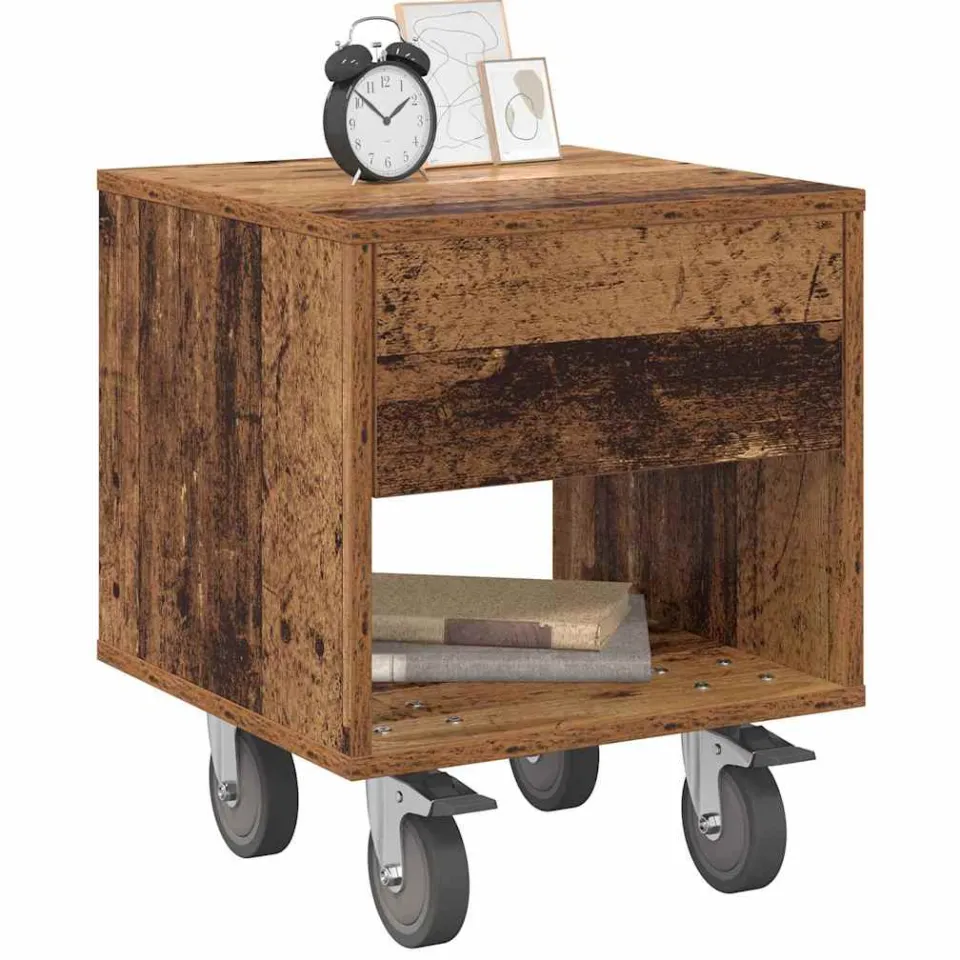 vidaXL Nachtkastje Oudhout 40,5 x 40 x 48 cm Bewerkt hout bruin
