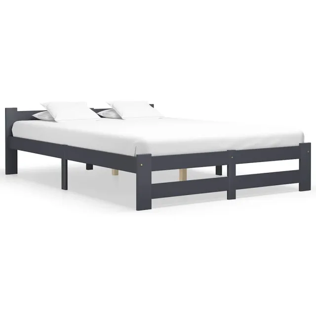 vidaXL Bedframe massief grenenhout donkergrijs 160x200 cm
