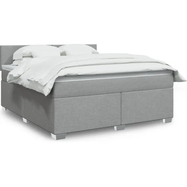 vidaXL Boxspring met matras stof lichtgrijs 180x200 cm grijs
