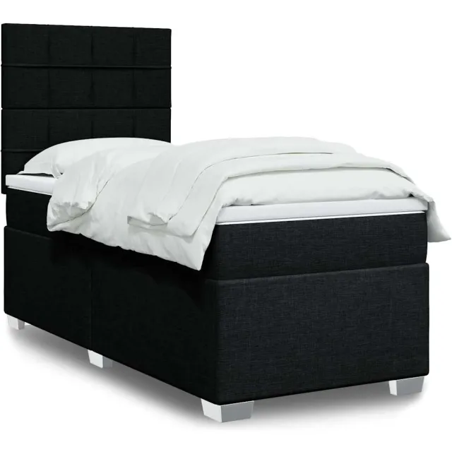 vidaXL Boxspring met matras stof zwart 90x190 cm