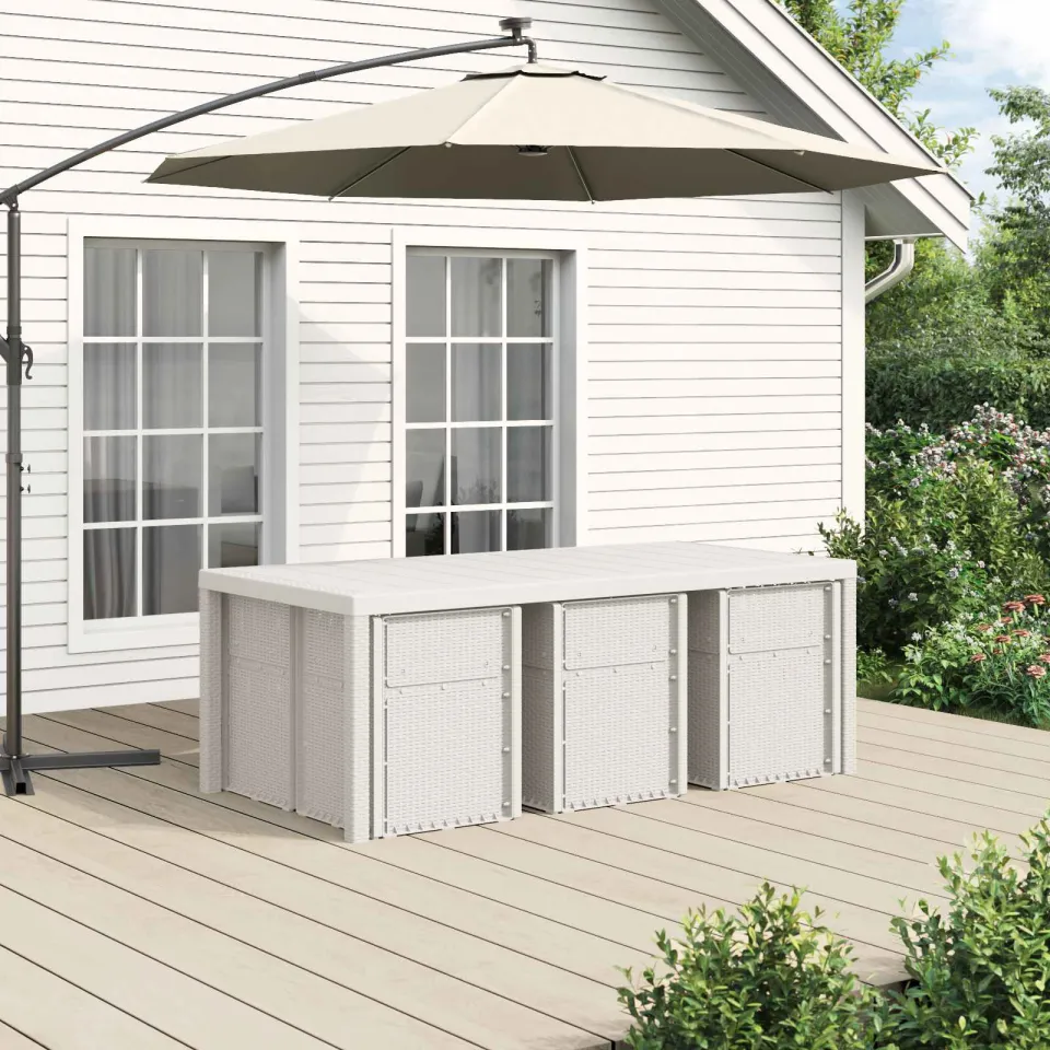 vidaXL Tuin eettafelset 7 st Wit en antracietkleurig PP, foto 3