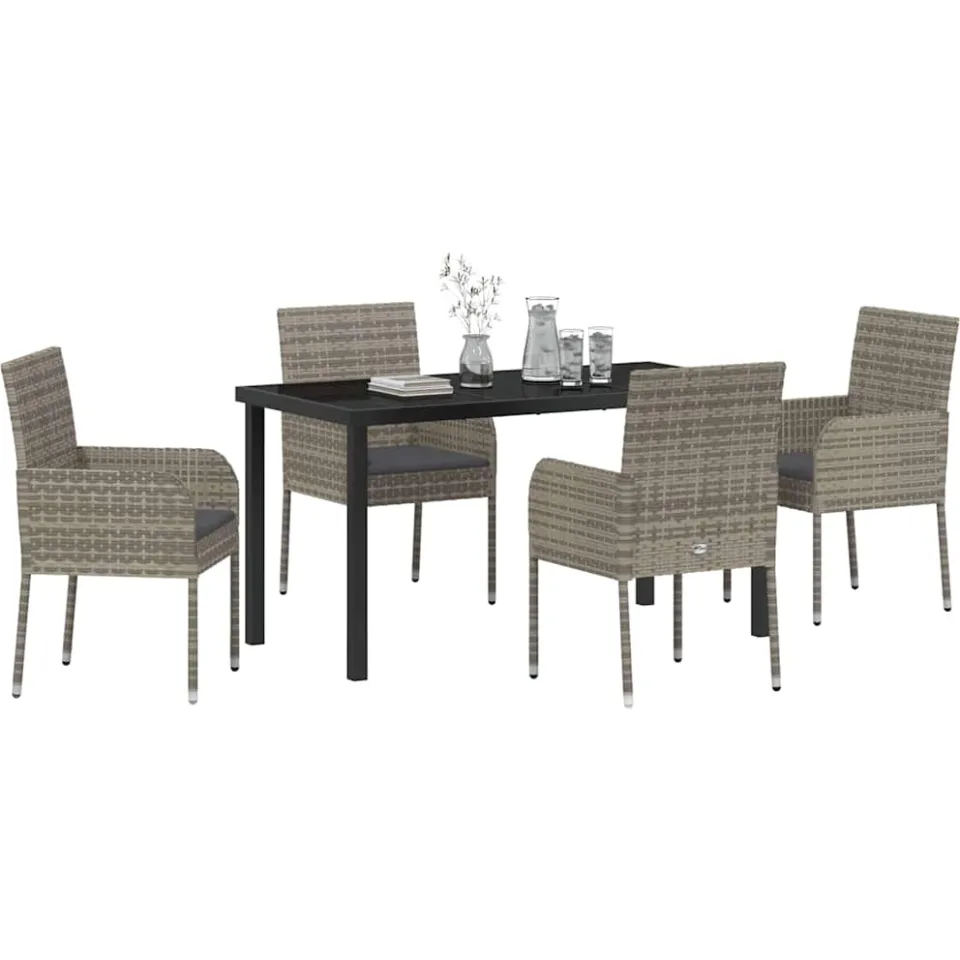 vidaXL Tuin eettafelset 5 st Grijs poly rattan