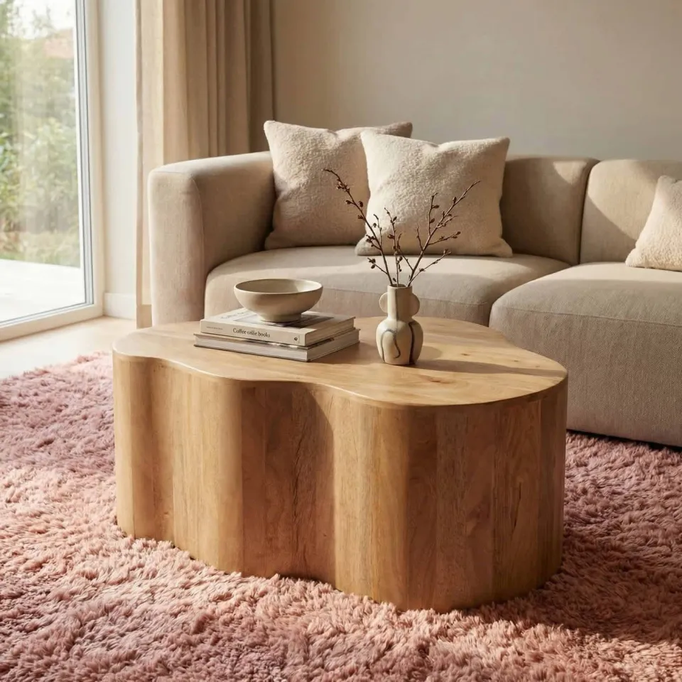 Giga Meubel Salontafel Moos - Organisch Naturel Hout - 70x50x30cm, foto 2