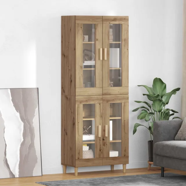 vidaXL Hoge kast Artisan Eiken 69,5 x 34 x 180 cm Bewerkt hout Bruin