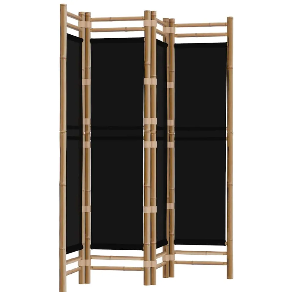 vidaXL Kamerscherm 4-panelen inklapbaar 160 cm bamboe en canvas zwart, foto 3