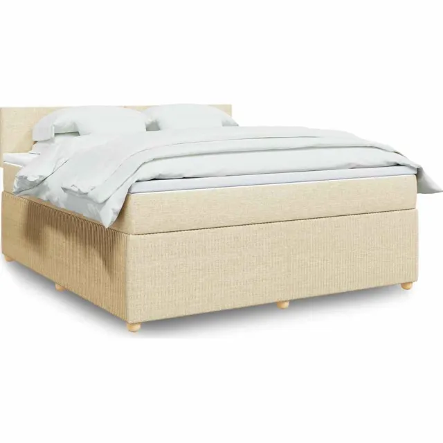 vidaXL Boxspring met matras stof crèmekleurig 180x200 cm
