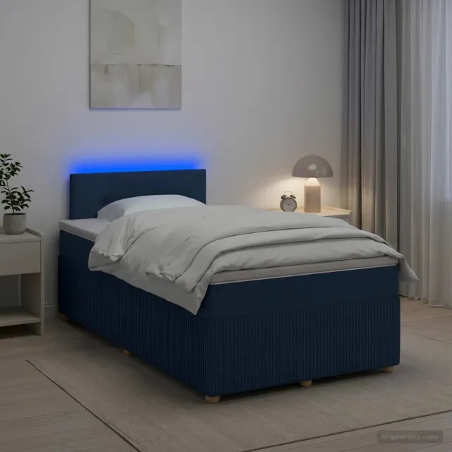 vidaXL Boxspringbed met matras met hoofdeinde Blauw 120 x 190 cm Stof