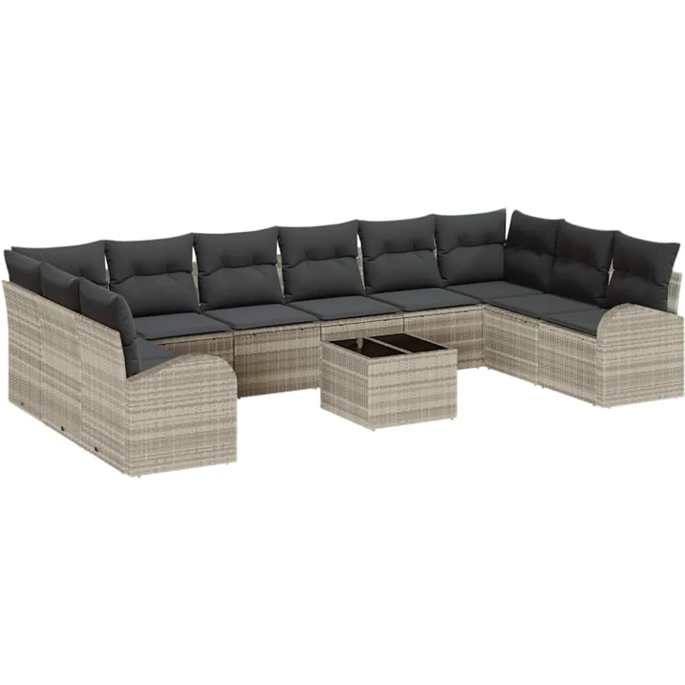 vidaXL Bankstel 11 st Lichtgrijs [Synthetisch]: Polyrattan