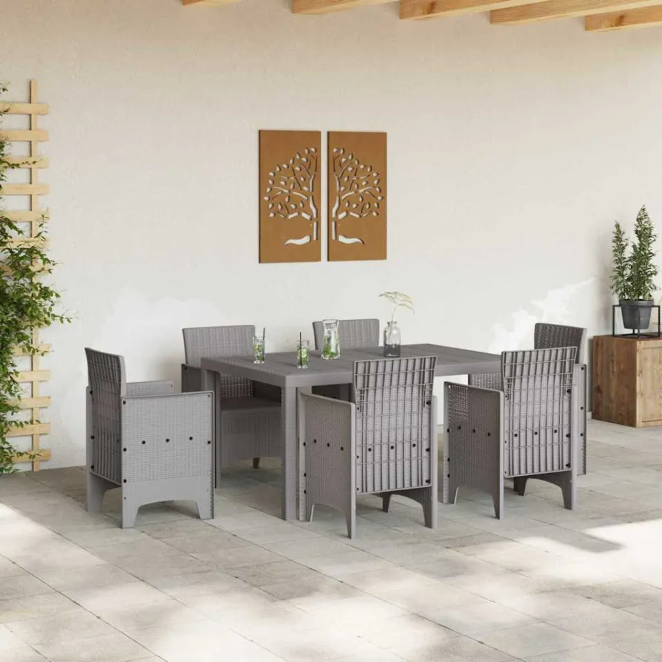 vidaXL Tuinstafel Lichtgrijs 150 x 100 x 73 cm poly rattan, foto 3