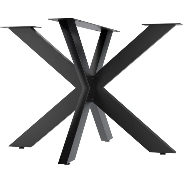 CLP Biloxi tafelpoten - metaal - voor doe-het-zelf - Hoogte 71 cm - Stervormig tafelframe van gepoedercoat staal - zwart 100x100 cm