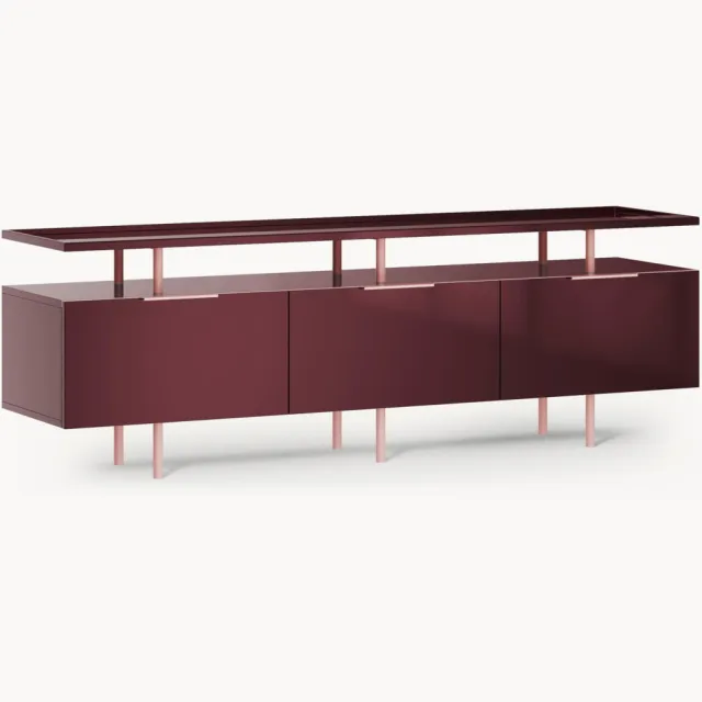 Westwing Collection Hoogglans dressoir Lennie Roze, Wijnrood