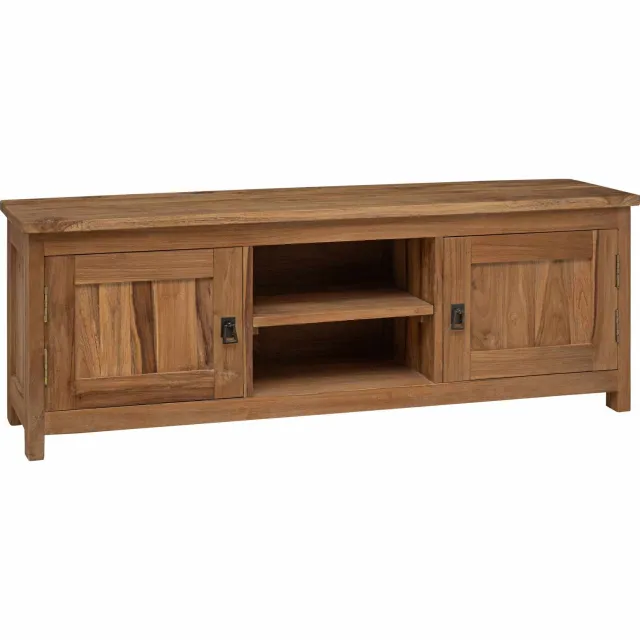 vidaXL Tv-meubel 110 x 30 x 40 cm Naturel Massief Teakhout Bruin