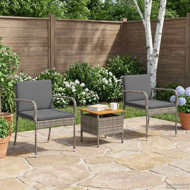 vidaXL Tuin Bistro Set 3 st Grijs poly rattan