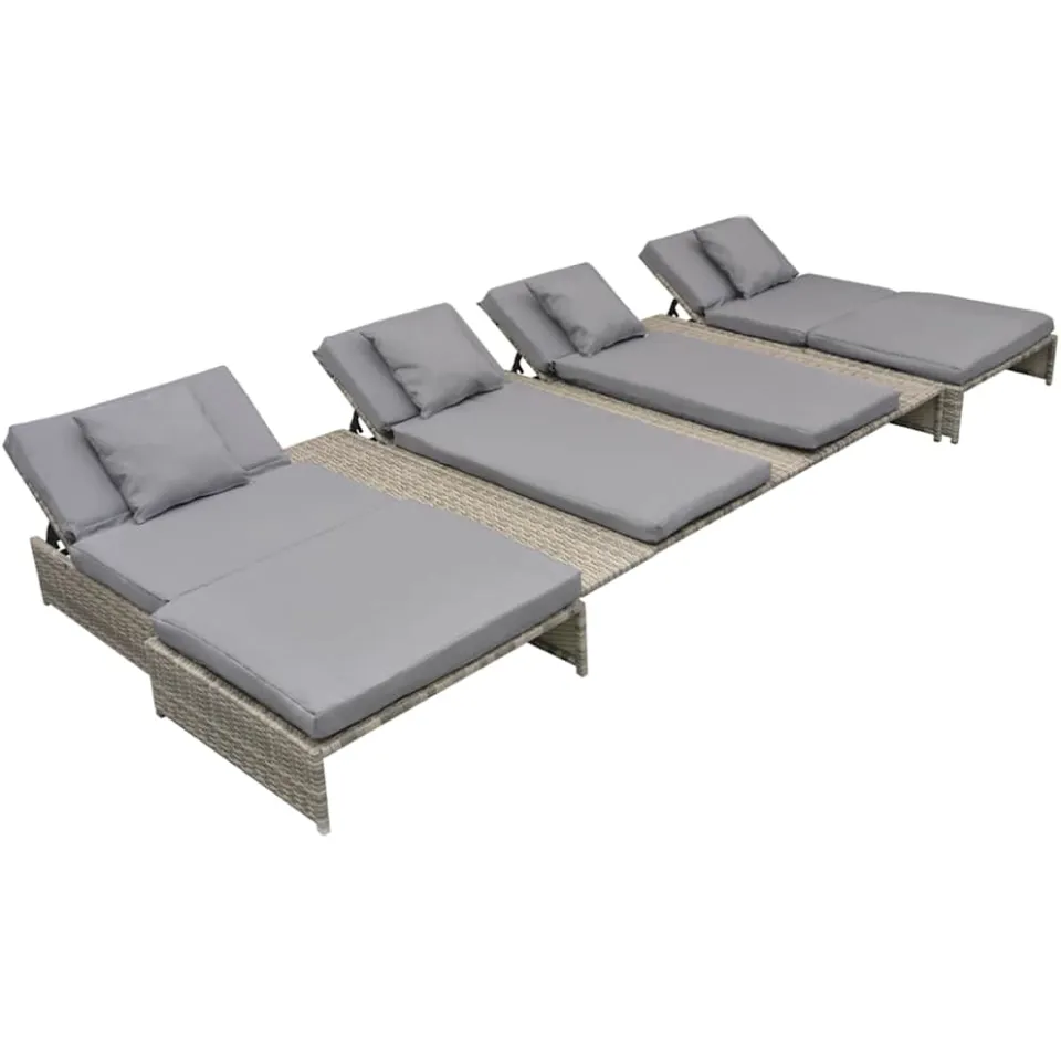 vidaXL 5-delige Loungeset met kussens poly rattan grijs, foto 4