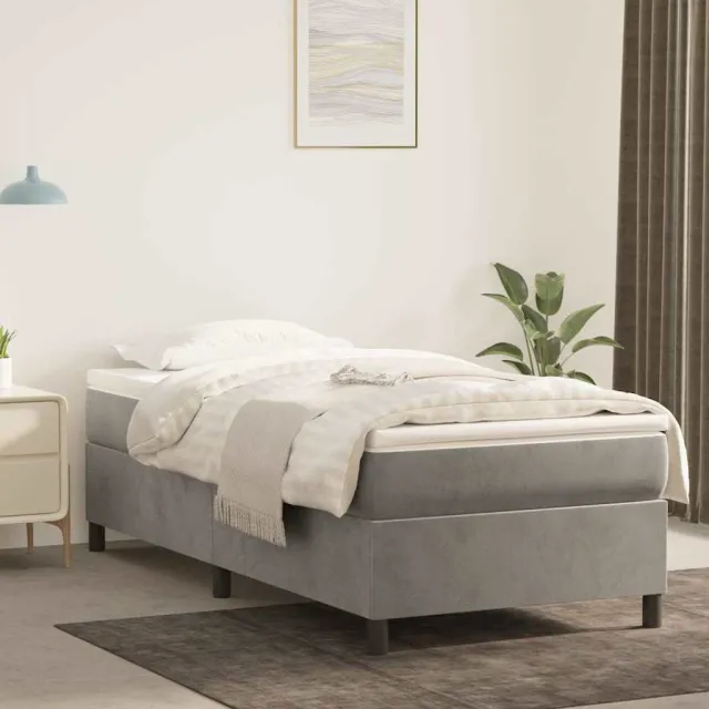 vidaXL Boxspring bed 90x190 cm fluweel lichtgrijs