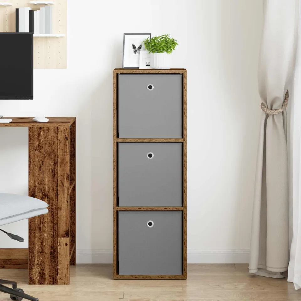 vidaXL Dressoir met lade Oudhout 35 x 32 x 99,5 cm bruin, foto 3