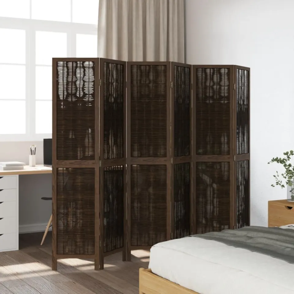 vidaXL Kamerscherm met 6 panelen massief paulowniahout donkerbruin bruin, foto 4