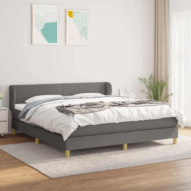 vidaXL Boxspring met matras stof donkergrijs 160x200 cm grijs