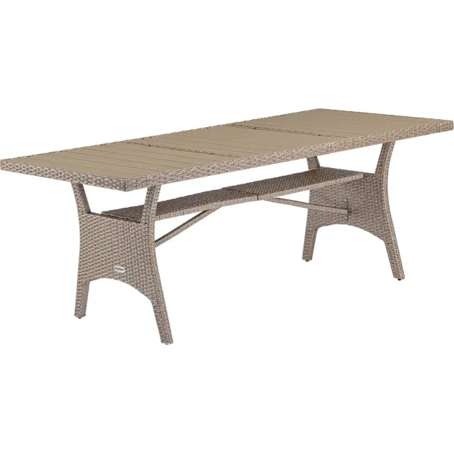 Casaria Polyrattan Tuintafel - WPC Tafelblad 190x90x74 cm – Beige