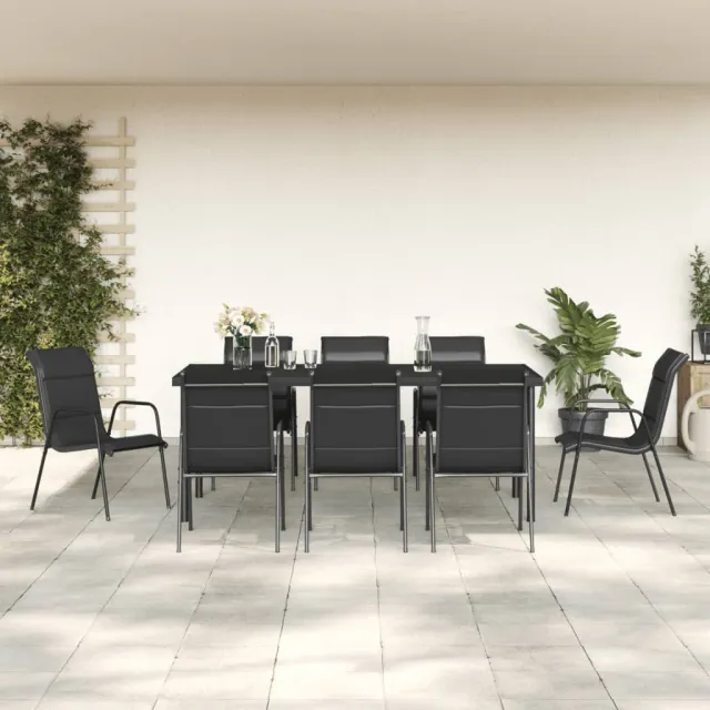 vidaXL 9-delige Tuinset textileen en staal zwart, foto 2