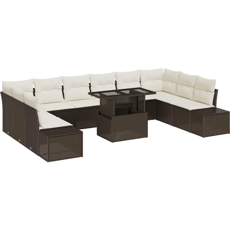 vidaXL Tuin Sofa Set 11 st Bruin poly rattan