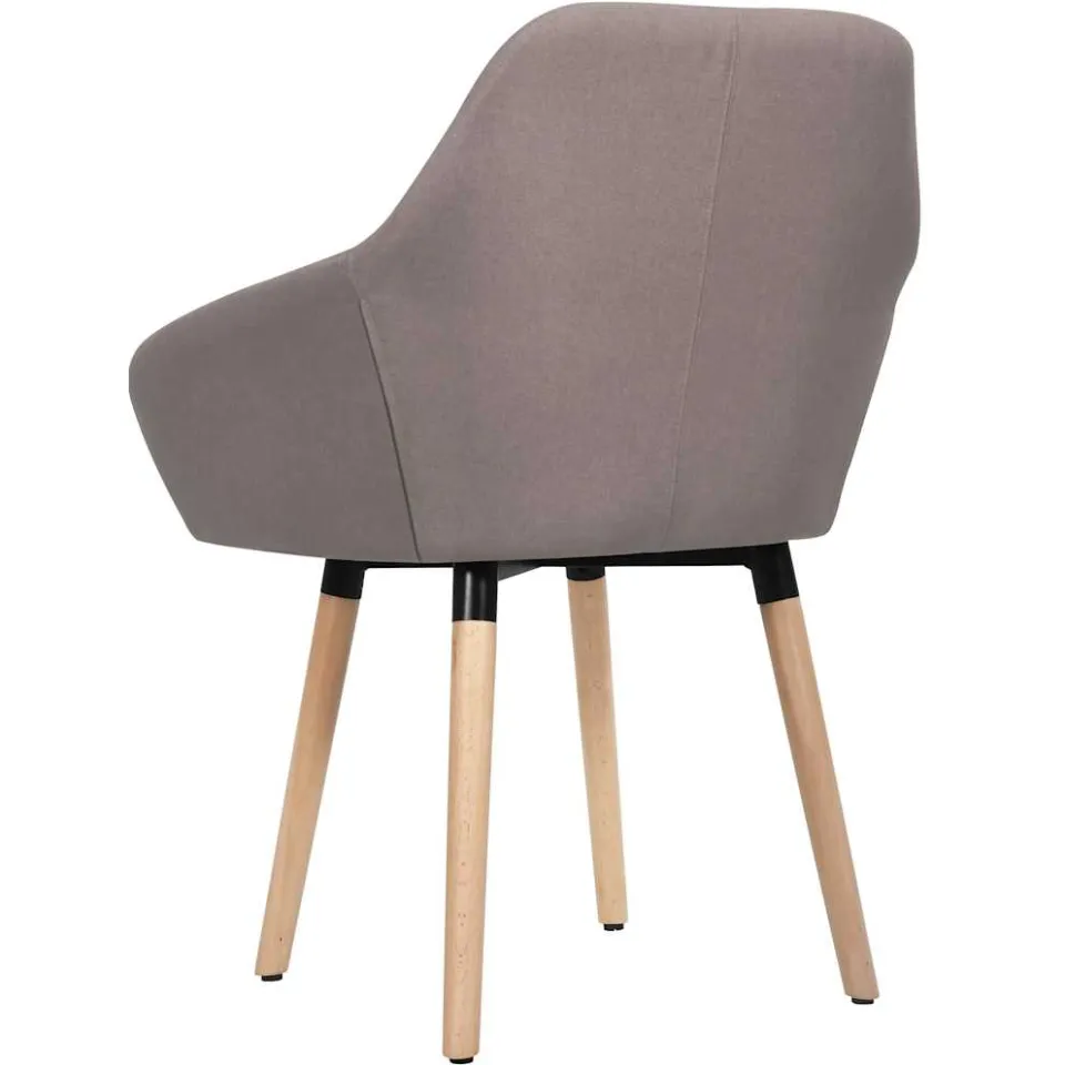 vidaXL Eetkamerstoelen draaibaar 2 st stof taupe, foto 3